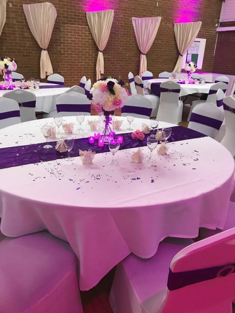 Wedding reception venue decorated